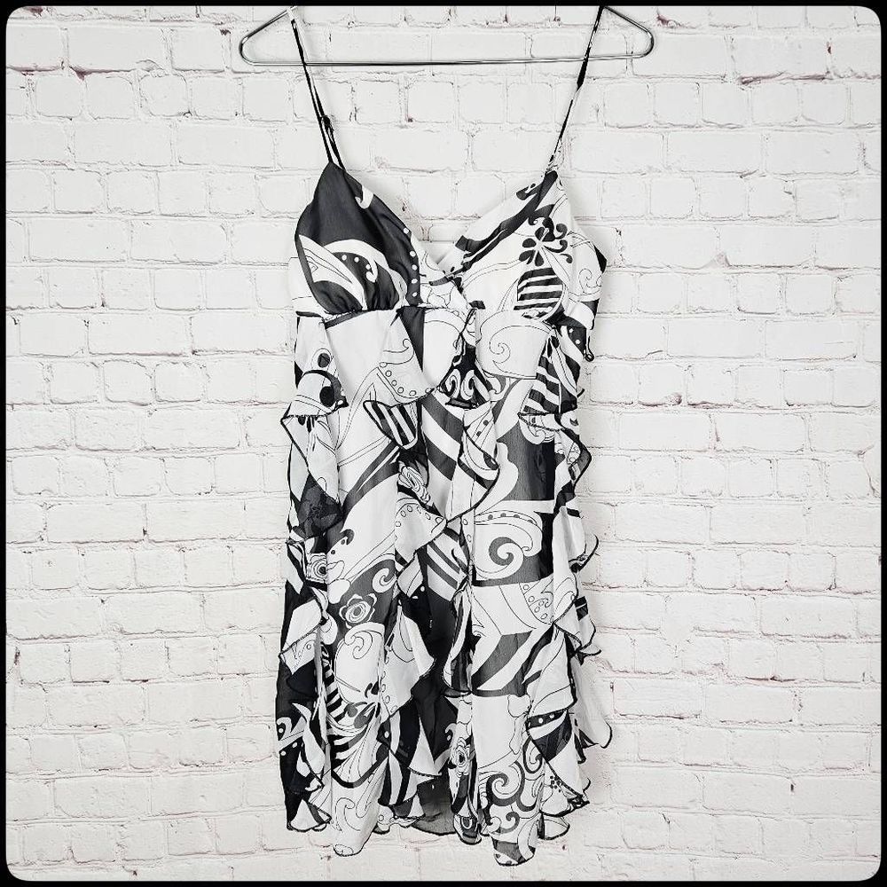 WISHES WISHES WISHES 60's Retro Inspired Black White Box Pleated Empire Dress 7